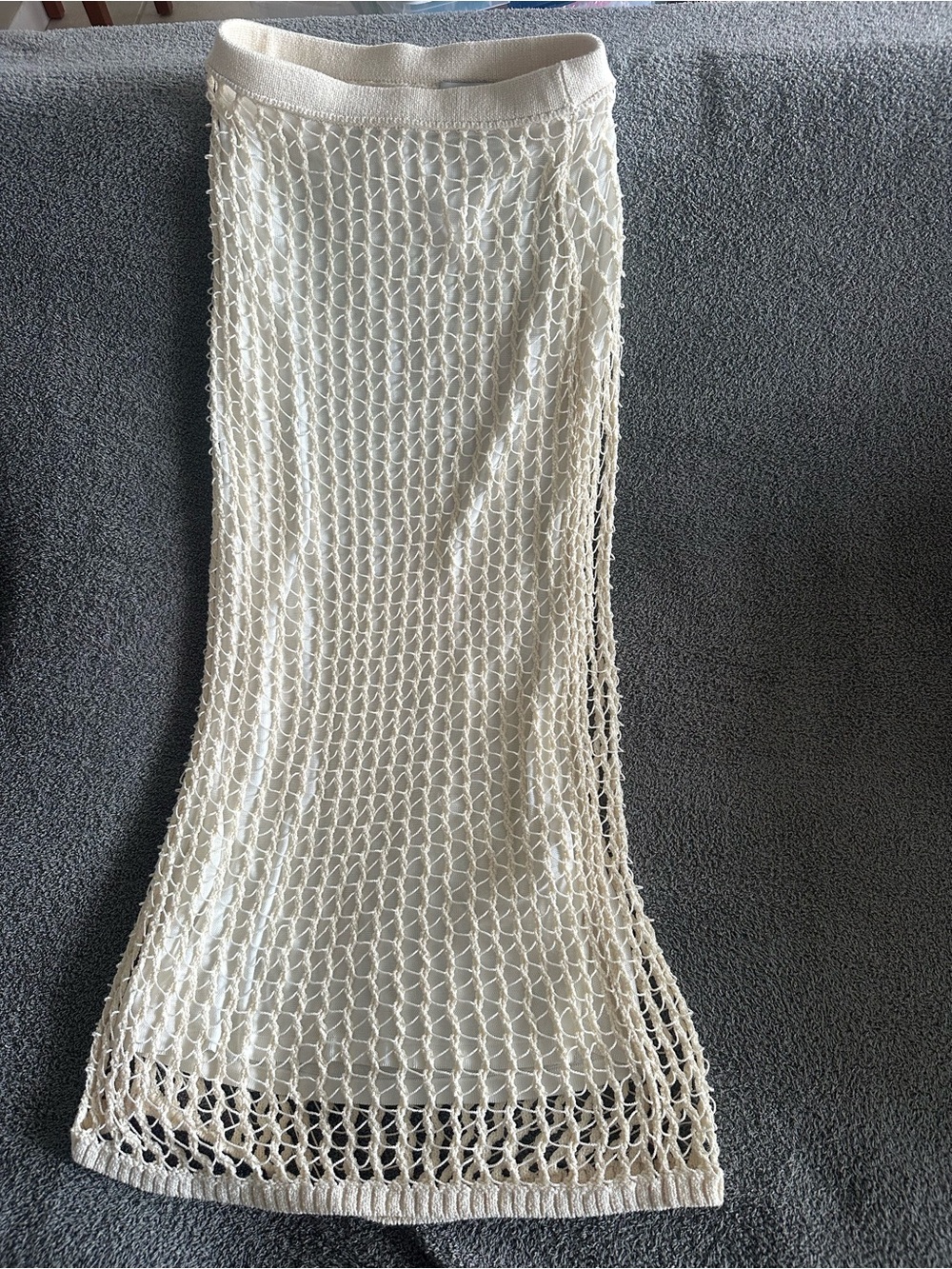 SIMKHAI Odie Open Knit Crochet Maxi Skirt in Cream - XS in EUC